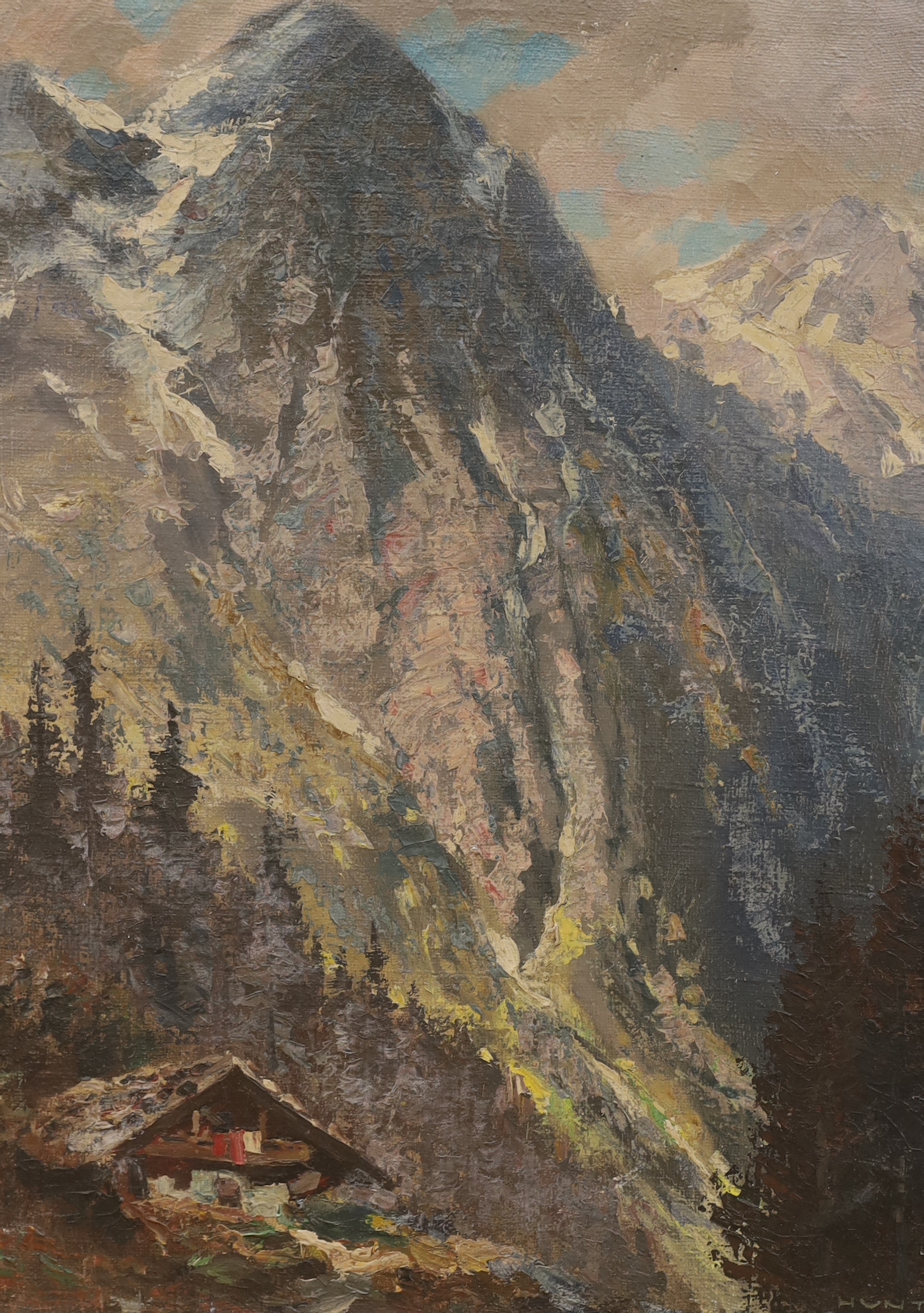 Otto Hunte (German, 1881-1960), oil on canvas, 'Steilwain & Barfusch (Zell aux See)', signed, 90 x 70cm, unframed